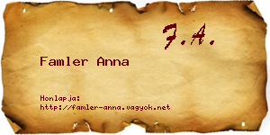 Famler Anna névjegykártya